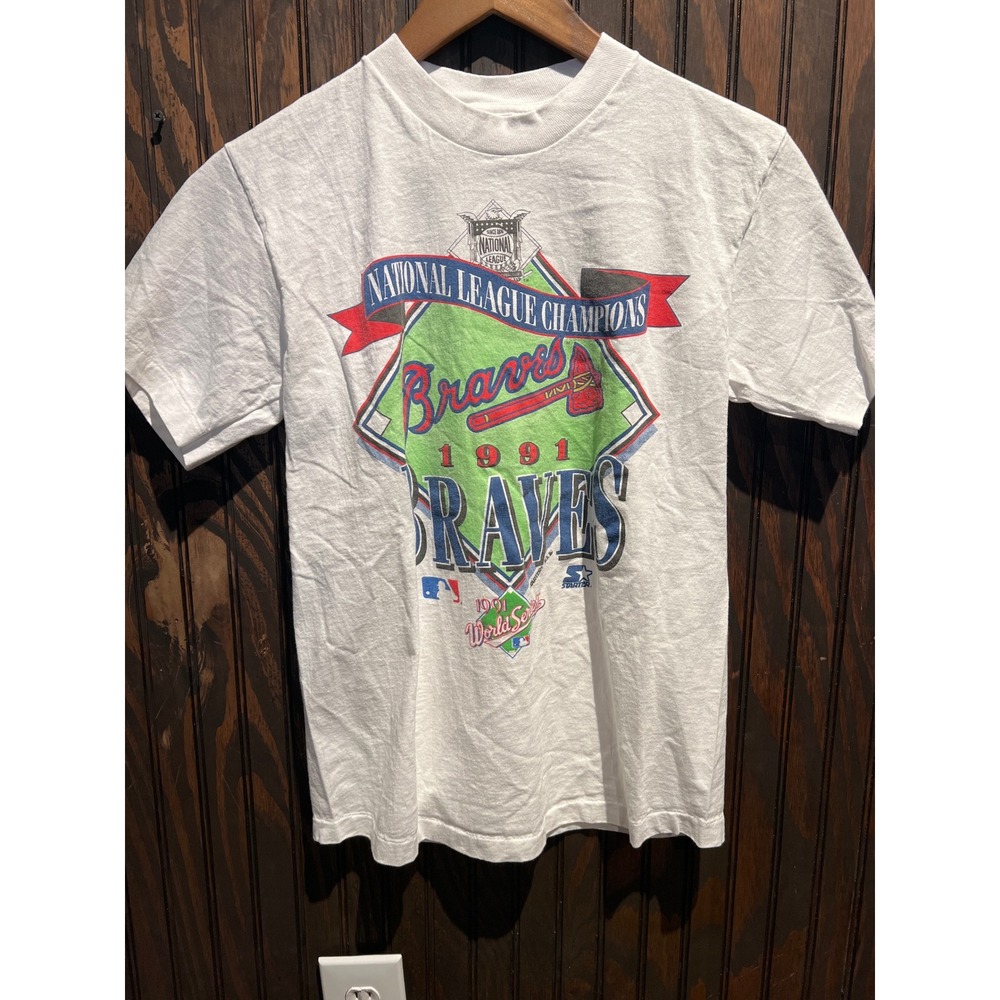 Vintage 1991 Atlanta Braves National League Champions Starter T-Shirt White S